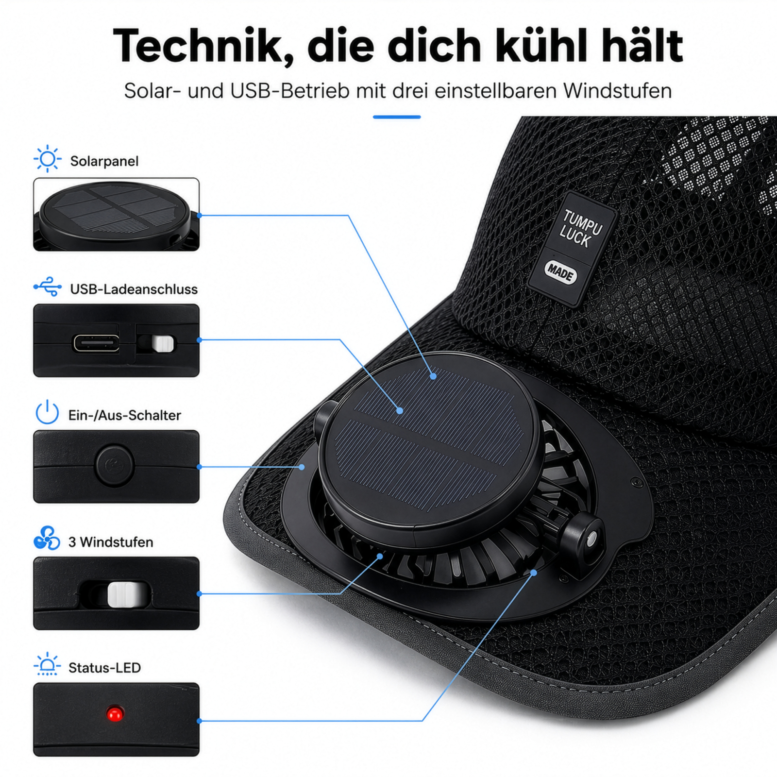 Solar-Kappe mit Ventilator