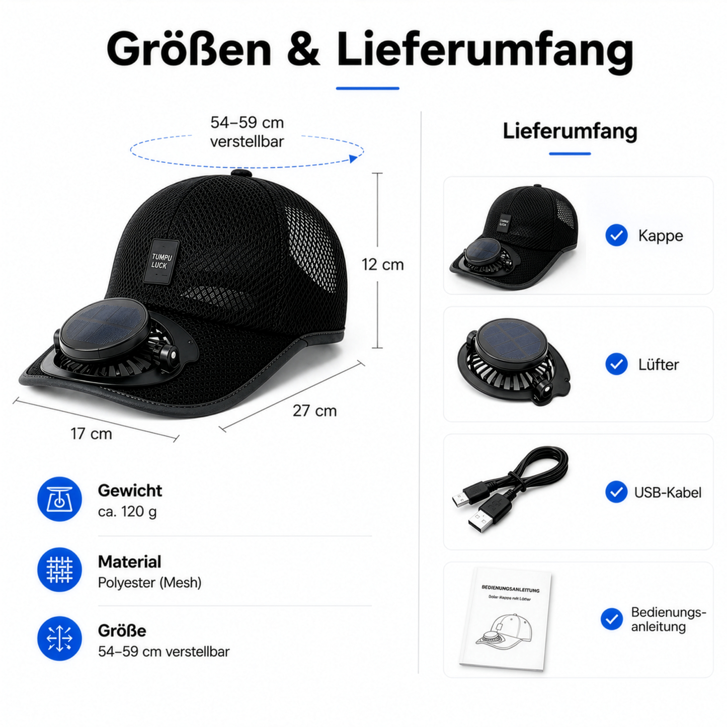 Solar-Kappe mit Ventilator