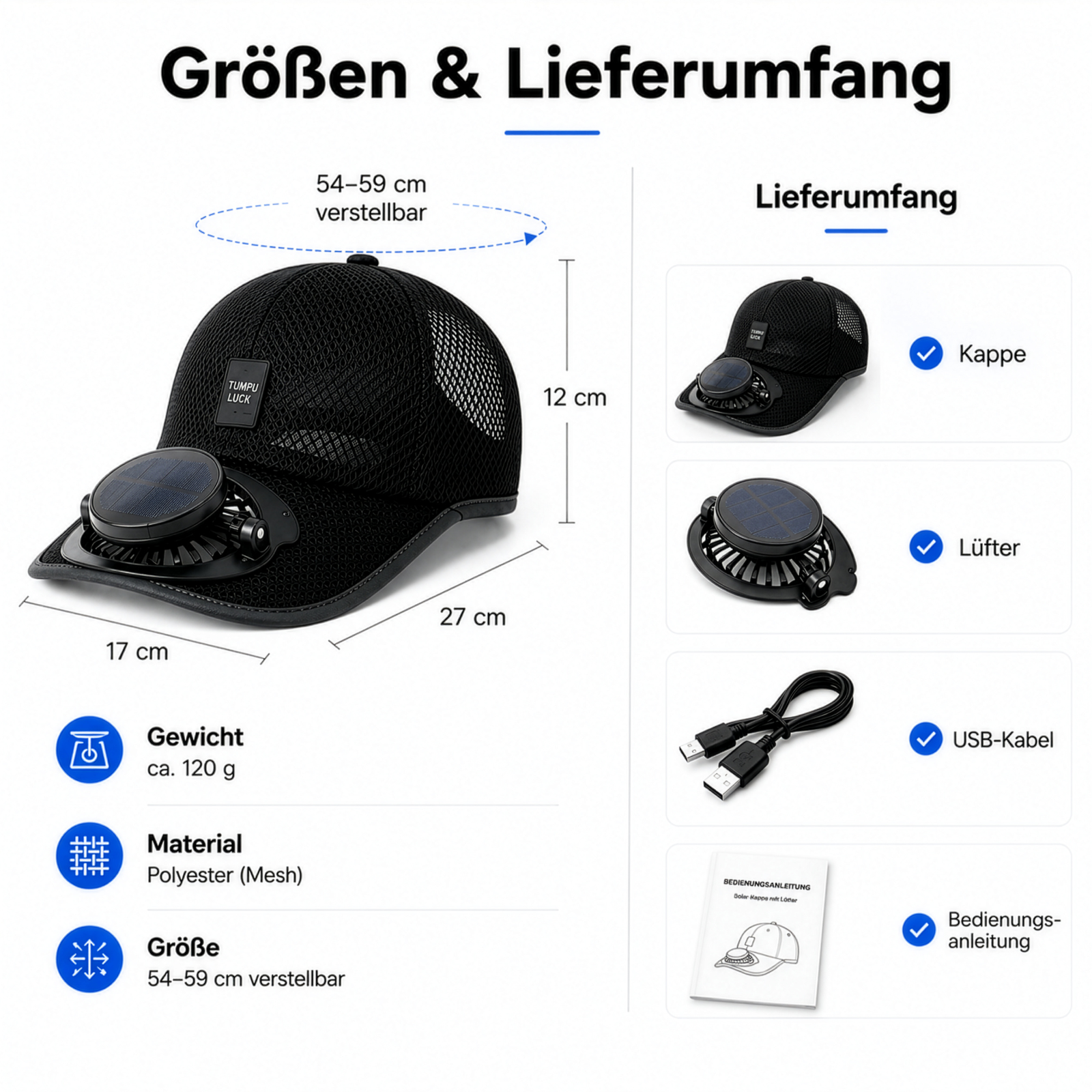 Solar-Kappe mit Ventilator