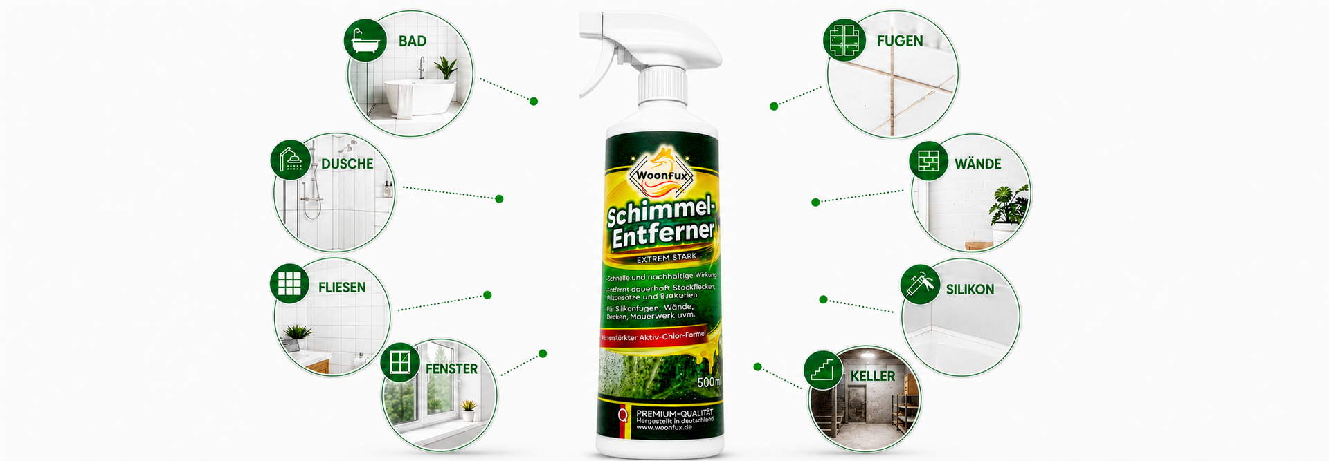 Anti Schimmel Spray für Badezimmer, Dusche, Keller und Küche von WOONFUX
